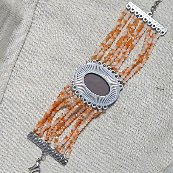 Vintage Antique Silver Lava Cameo Gemstone Bracelet OOAK - Picture 5 of 8